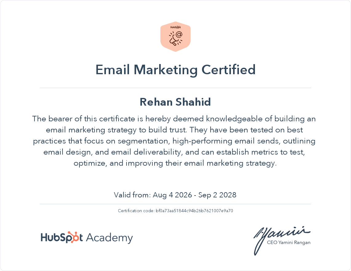 HubSpot Email Marketing Certified